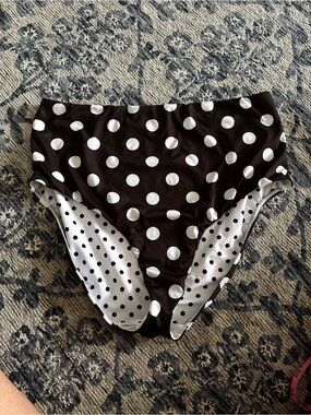 Bravissimo High-Waist Polka Dot Bikini Bottom - Black & White
